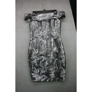 Calvin Klein Off the Shoulders Silver Sheath Dress-Size 8-Lined